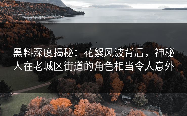 黑料深度揭秘:花絮风波背后,神秘人在老城区街道的角色相当令人意外