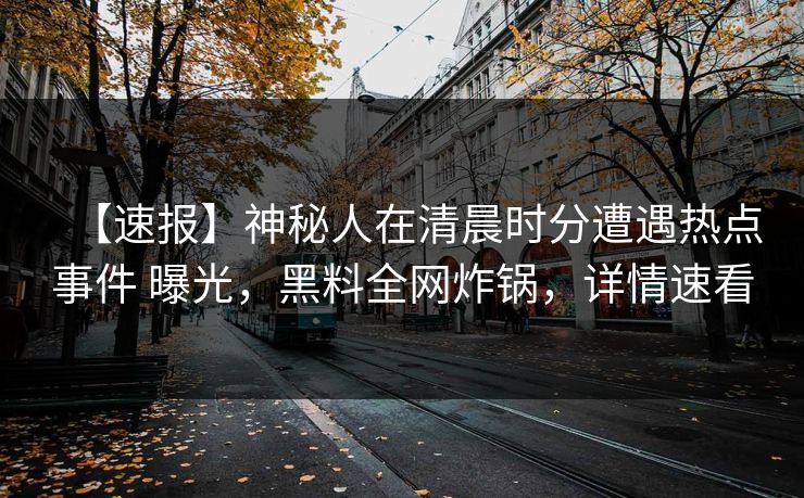 【速报】神秘人在清晨时分遭遇热点事件 曝光，黑料全网炸锅，详情速看